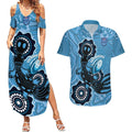 Custom NSW Blues Rugby Couples Matching Summer Maxi Dress and Hawaiian Shirt 2024 Platypus Mix Aboriginal Art