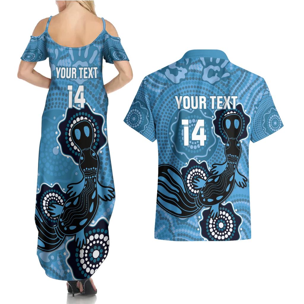 Custom NSW Blues Rugby Couples Matching Summer Maxi Dress and Hawaiian Shirt 2024 Platypus Mix Aboriginal Art