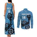 Custom NSW Blues Rugby Couples Matching Tank Maxi Dress and Long Sleeve Button Shirt 2024 Platypus Mix Aboriginal Art