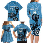 Custom NSW Blues Rugby Family Matching Long Sleeve Bodycon Dress and Hawaiian Shirt 2024 Platypus Mix Aboriginal Art