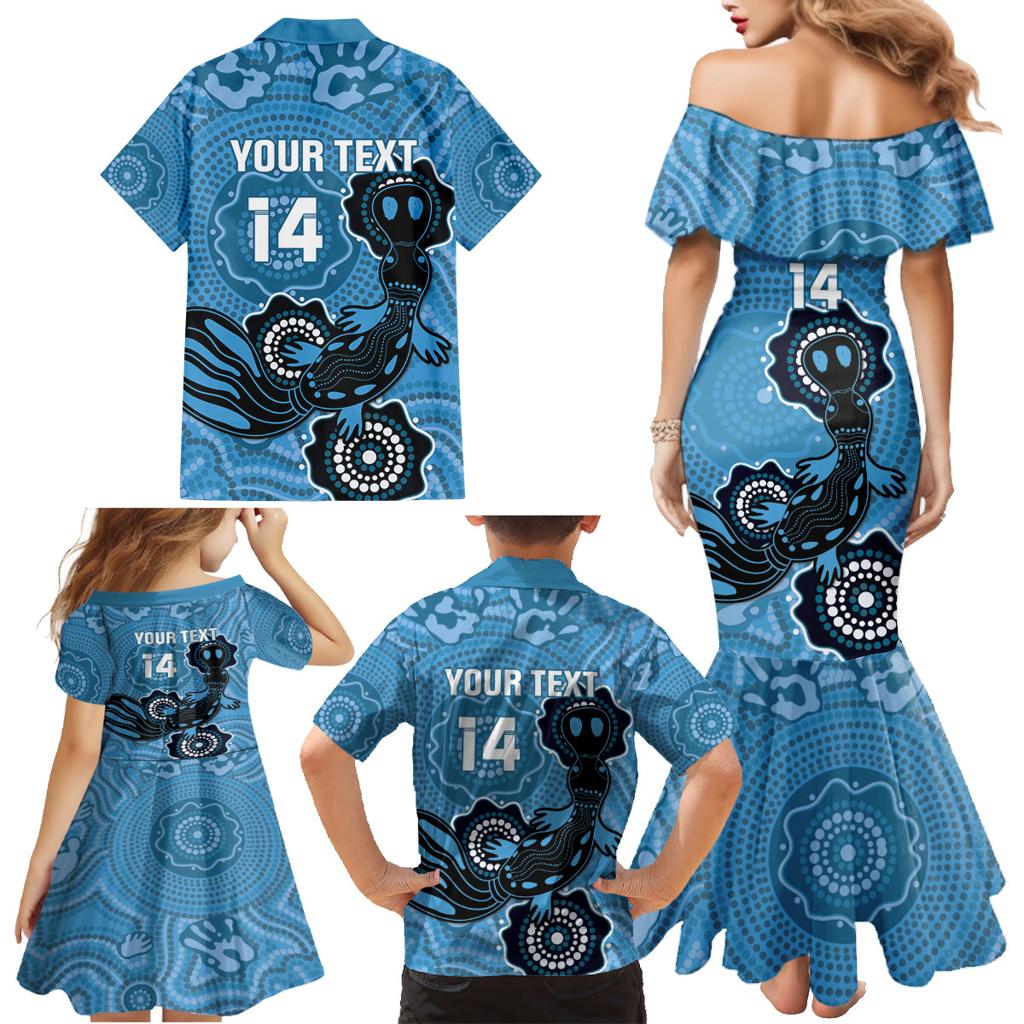 Custom NSW Blues Rugby Family Matching Mermaid Dress and Hawaiian Shirt 2024 Platypus Mix Aboriginal Art