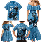 Custom NSW Blues Rugby Family Matching Mermaid Dress and Hawaiian Shirt 2024 Platypus Mix Aboriginal Art
