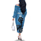 Custom NSW Blues Rugby Family Matching Off The Shoulder Long Sleeve Dress and Hawaiian Shirt 2024 Platypus Mix Aboriginal Art