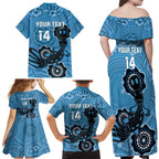 Custom NSW Blues Rugby Family Matching Off Shoulder Maxi Dress and Hawaiian Shirt 2024 Platypus Mix Aboriginal Art