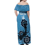Custom NSW Blues Rugby Family Matching Off Shoulder Maxi Dress and Hawaiian Shirt 2024 Platypus Mix Aboriginal Art