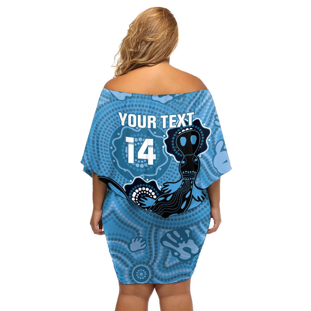 Custom NSW Blues Rugby Family Matching Off Shoulder Short Dress and Hawaiian Shirt 2024 Platypus Mix Aboriginal Art