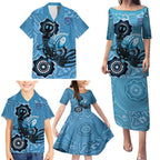Custom NSW Blues Rugby Family Matching Puletasi and Hawaiian Shirt 2024 Platypus Mix Aboriginal Art