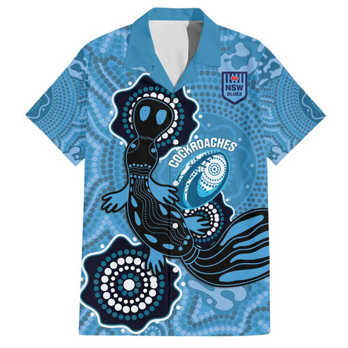 Custom NSW Blues Rugby Family Matching Short Sleeve Bodycon Dress and Hawaiian Shirt 2024 Platypus Mix Aboriginal Art