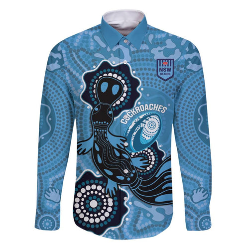 Custom NSW Blues Rugby Family Matching Short Sleeve Bodycon Dress and Hawaiian Shirt 2024 Platypus Mix Aboriginal Art
