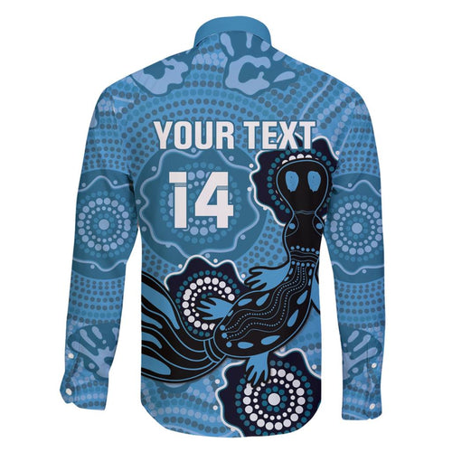 Custom NSW Blues Rugby Family Matching Short Sleeve Bodycon Dress and Hawaiian Shirt 2024 Platypus Mix Aboriginal Art