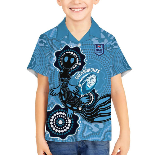 Custom NSW Blues Rugby Family Matching Summer Maxi Dress and Hawaiian Shirt 2024 Platypus Mix Aboriginal Art