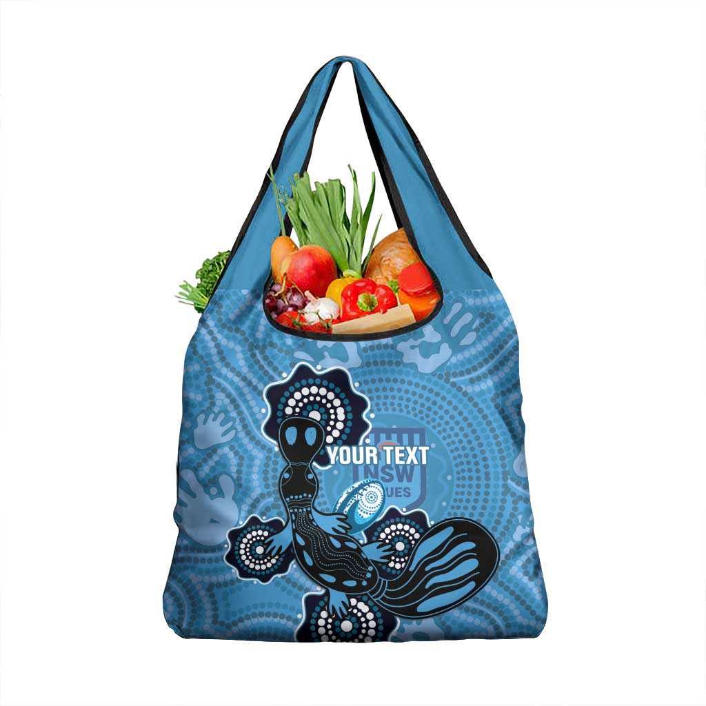 Custom NSW Blues Rugby Grocery Bag Platypus Mix Aboriginal Art