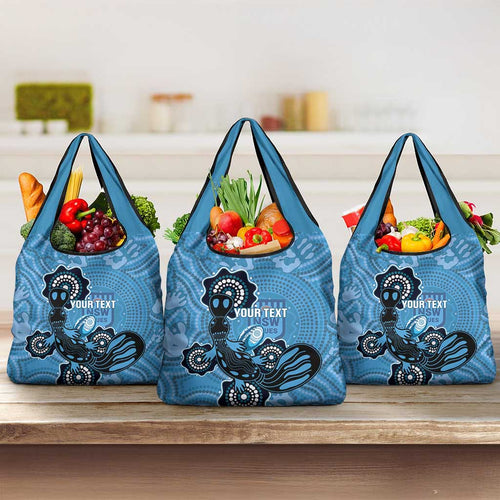 Custom NSW Blues Rugby Grocery Bag Platypus Mix Aboriginal Art