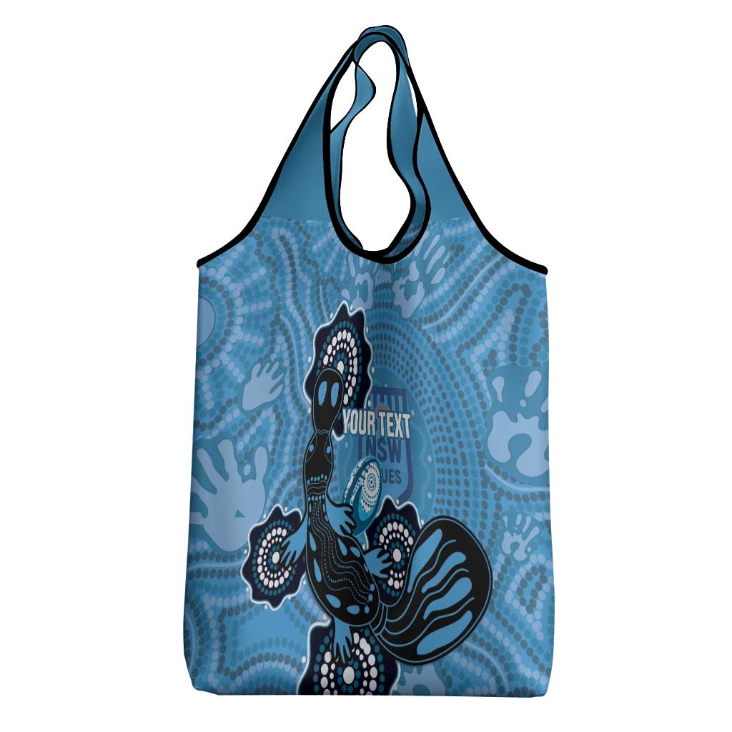 Custom NSW Blues Rugby Grocery Bag Platypus Mix Aboriginal Art