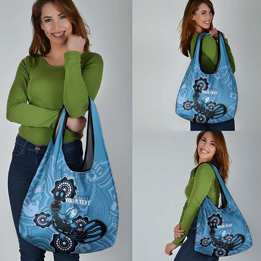 Custom NSW Blues Rugby Grocery Bag Platypus Mix Aboriginal Art