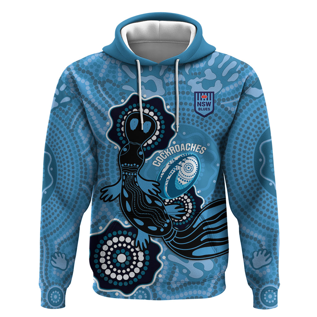 Custom NSW Blues Rugby Hoodie 2024 Platypus Mix Aboriginal Art