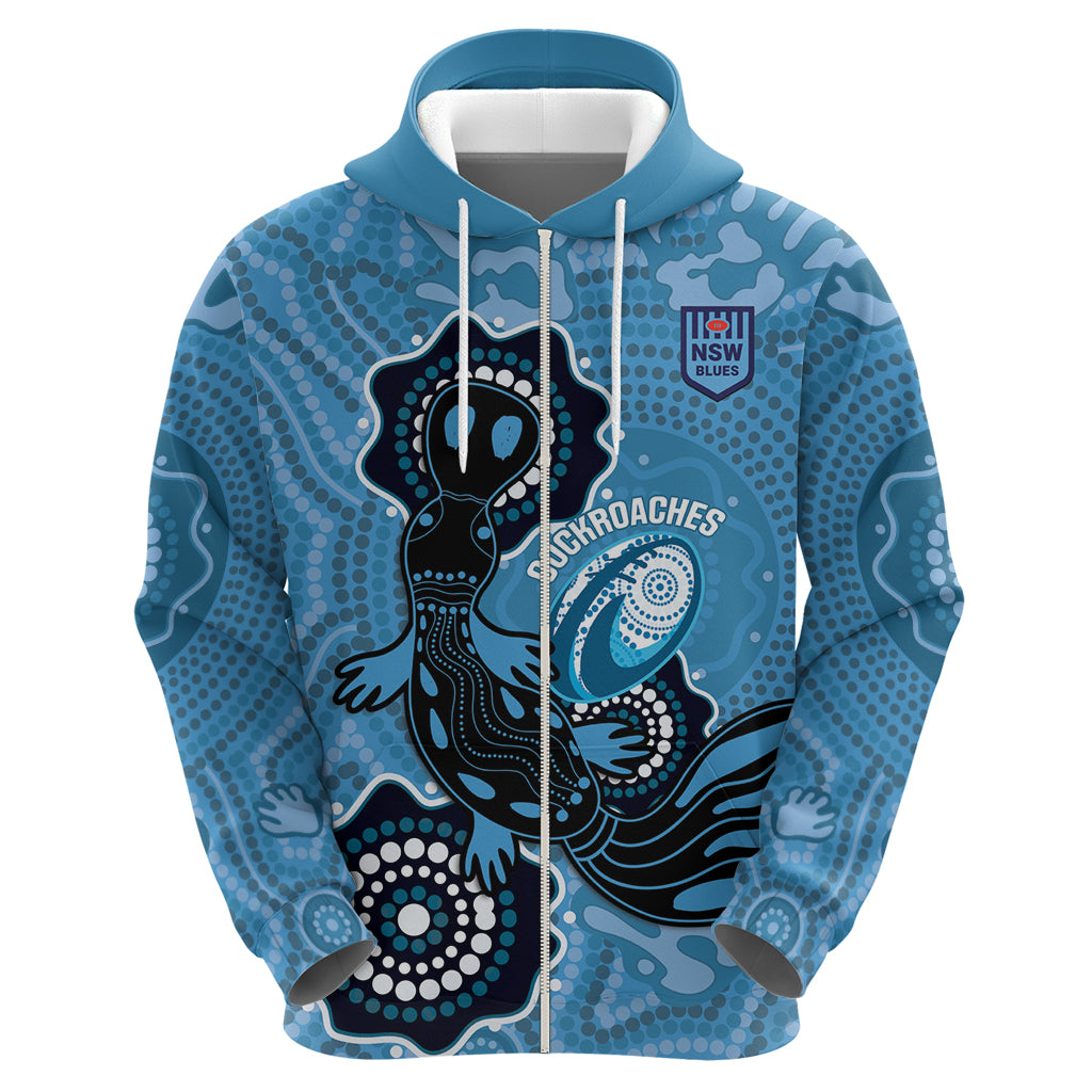 Custom NSW Blues Rugby Hoodie 2024 Platypus Mix Aboriginal Art
