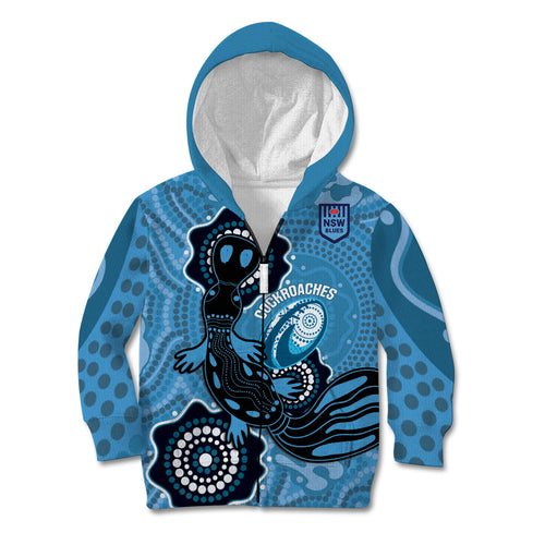 Custom NSW Blues Rugby Kid Hoodie 2024 Platypus Mix Aboriginal Art