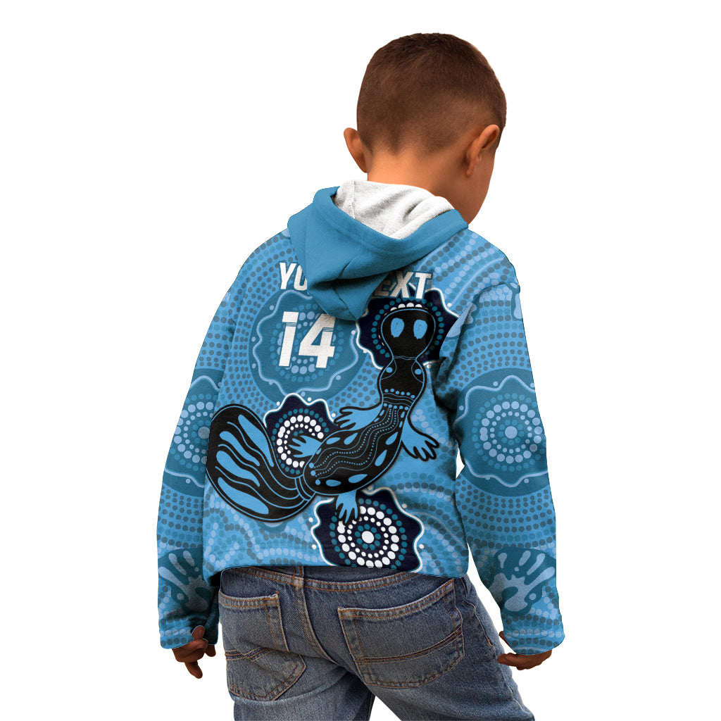 Custom NSW Blues Rugby Kid Hoodie 2024 Platypus Mix Aboriginal Art