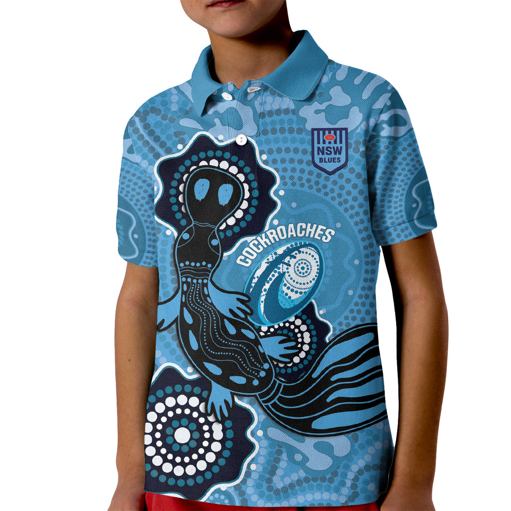 Custom NSW Blues Rugby Kid Polo Shirt 2024 Platypus Mix Aboriginal Art