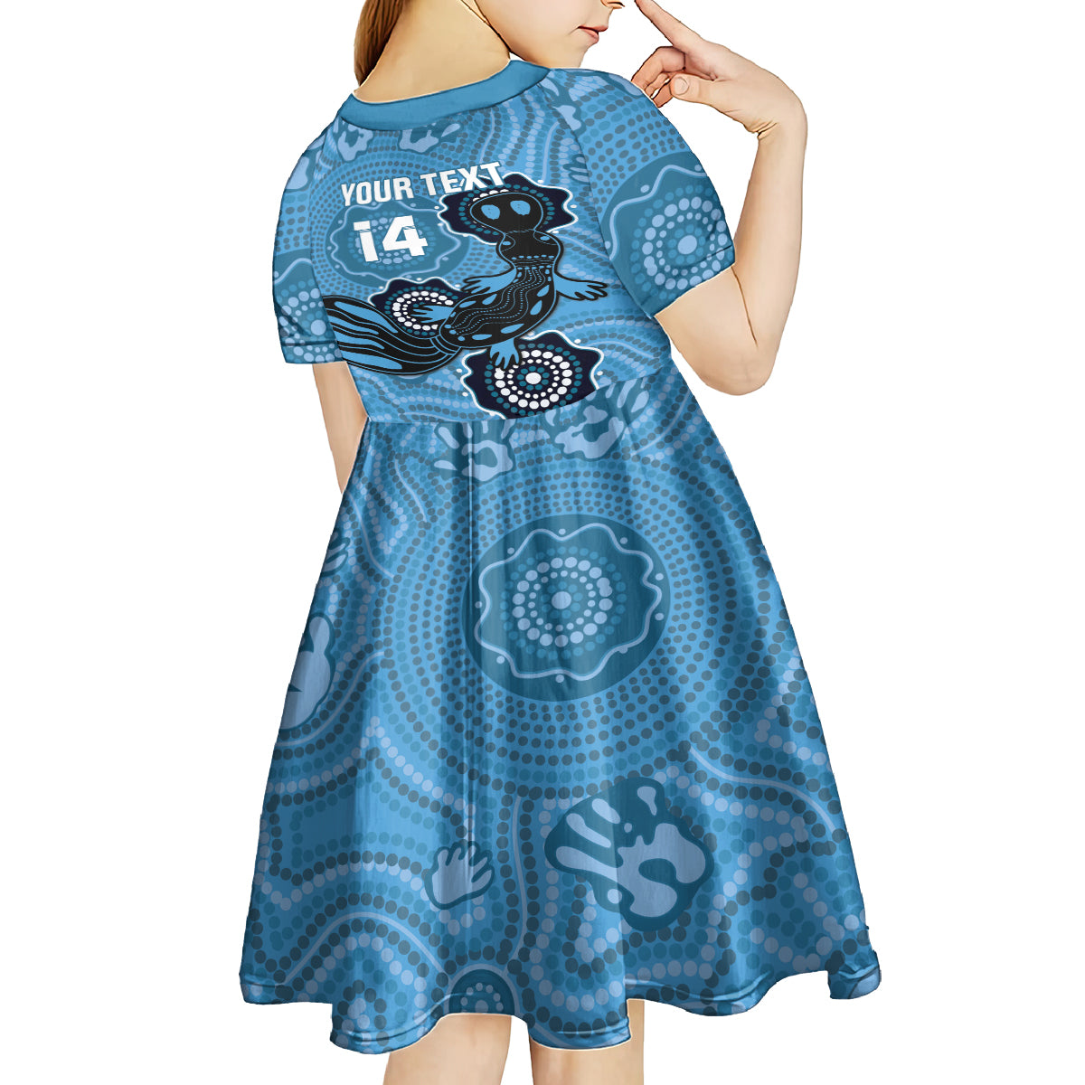Custom NSW Blues Rugby Kid Short Sleeve Dress 2024 Platypus Mix Aboriginal Art