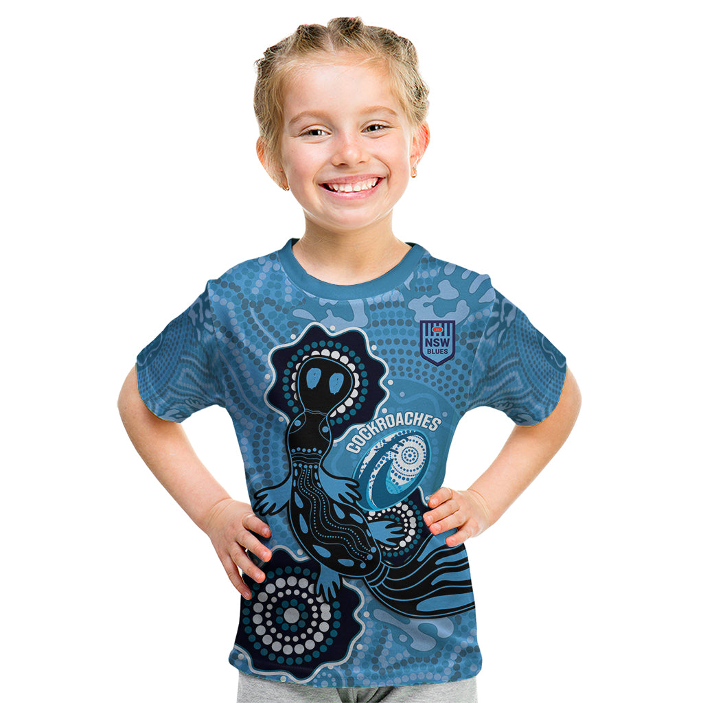 Custom NSW Blues Rugby Kid T Shirt 2024 Platypus Mix Aboriginal Art