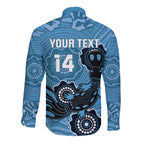 Custom NSW Blues Rugby Long Sleeve Button Shirt 2024 Platypus Mix Aboriginal Art
