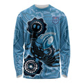 Custom NSW Blues Rugby Long Sleeve Shirt 2024 Platypus Mix Aboriginal Art