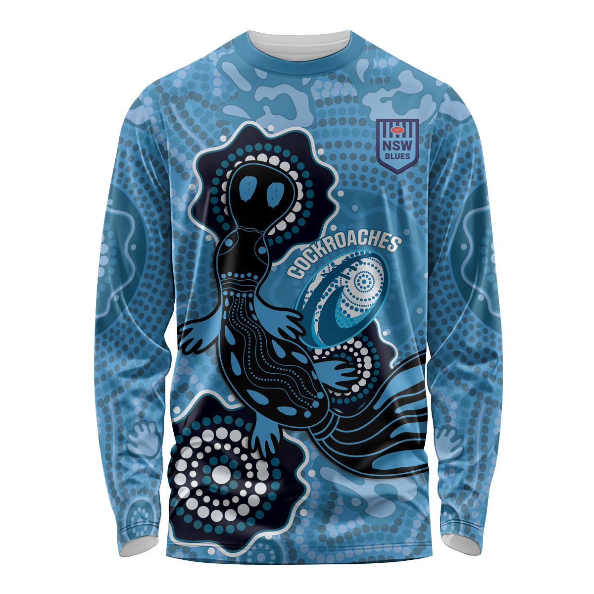 Custom NSW Blues Rugby Long Sleeve Shirt 2024 Platypus Mix Aboriginal Art