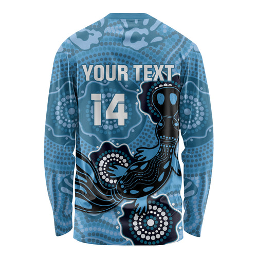 Custom NSW Blues Rugby Long Sleeve Shirt 2024 Platypus Mix Aboriginal Art