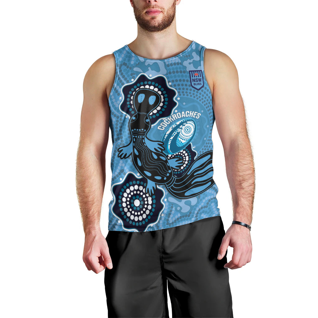 Custom NSW Blues Rugby Men Tank Top 2024 Platypus Mix Aboriginal Art