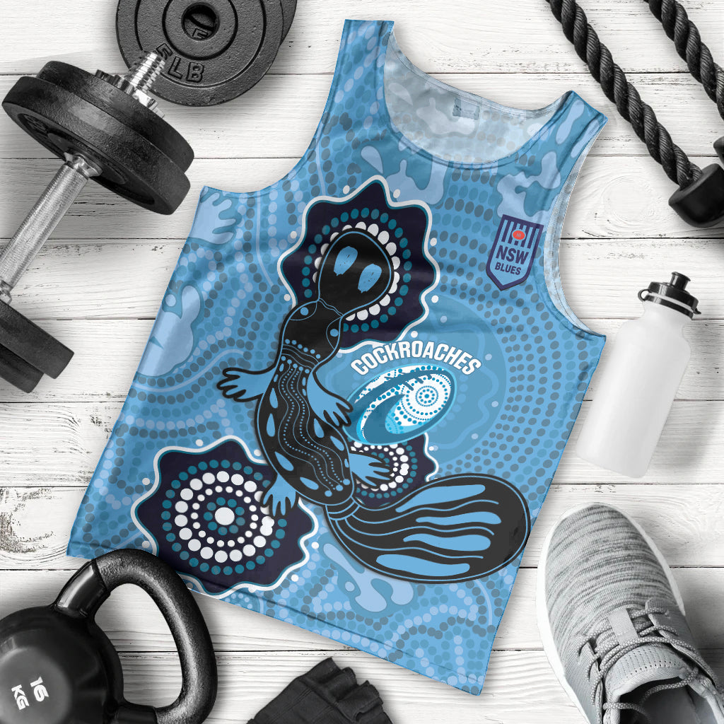 Custom NSW Blues Rugby Men Tank Top 2024 Platypus Mix Aboriginal Art