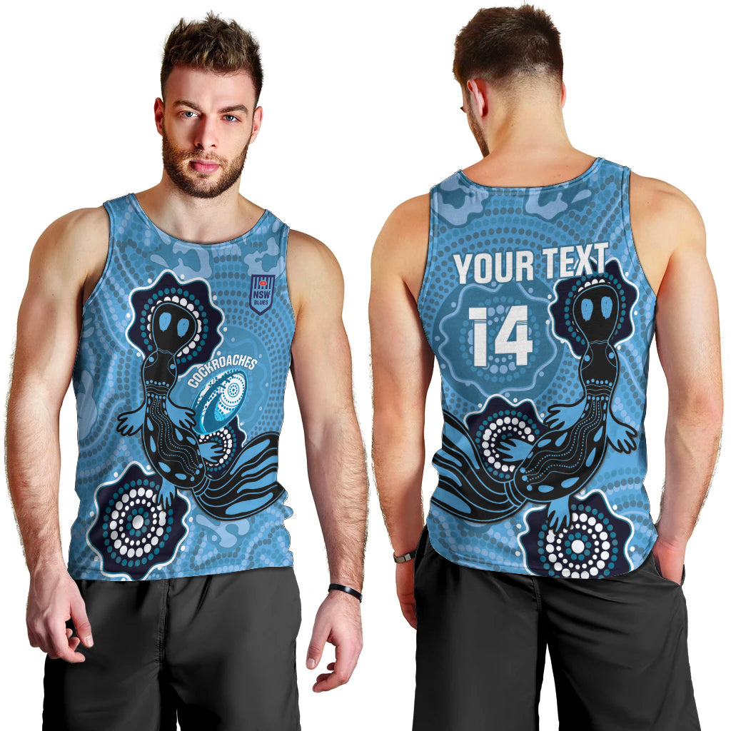 Custom NSW Blues Rugby Men Tank Top 2024 Platypus Mix Aboriginal Art