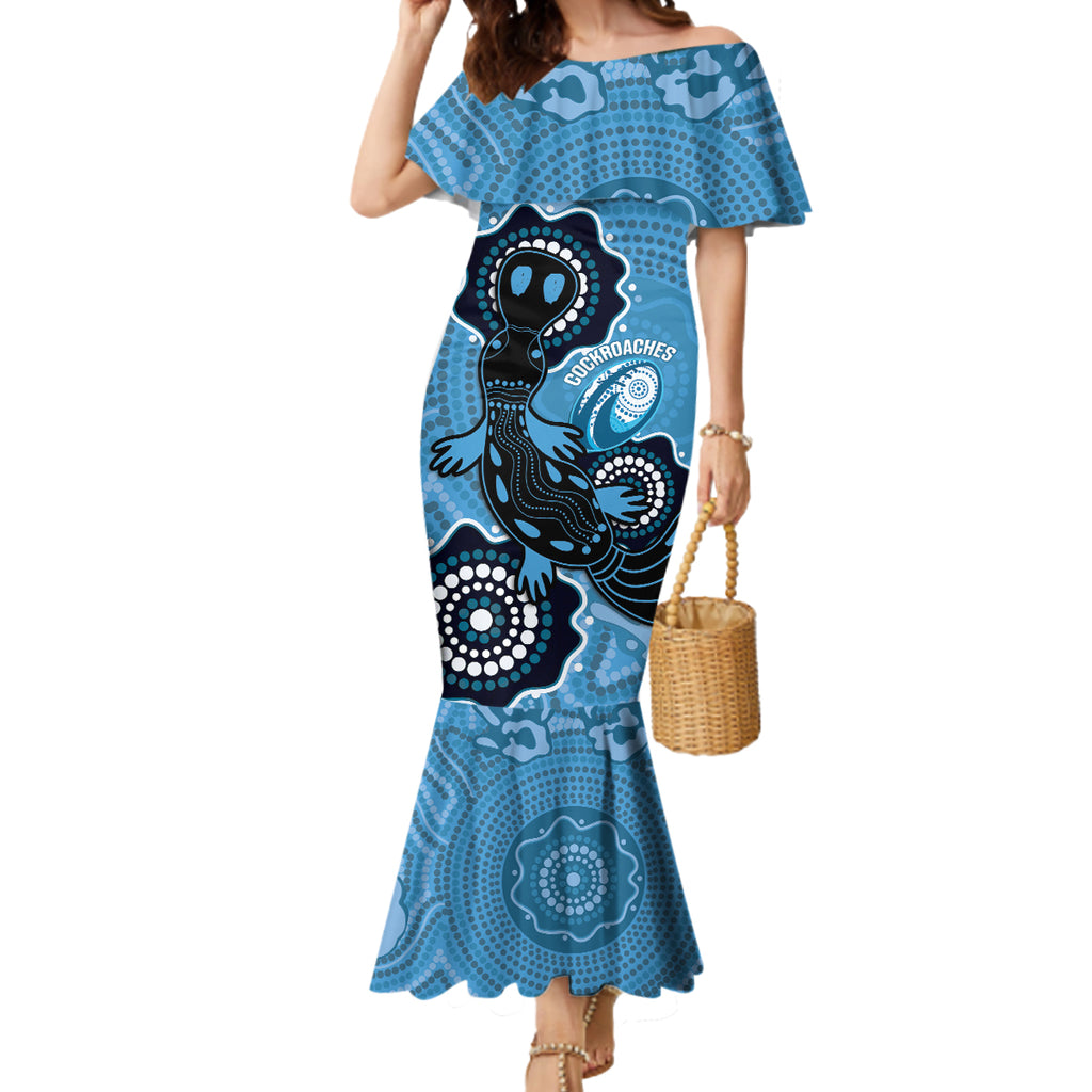 Custom NSW Blues Rugby Mermaid Dress 2024 Platypus Mix Aboriginal Art