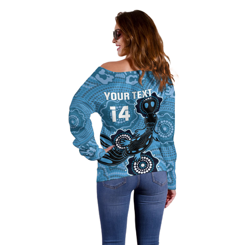 Custom NSW Blues Rugby Off Shoulder Sweater 2024 Platypus Mix Aboriginal Art