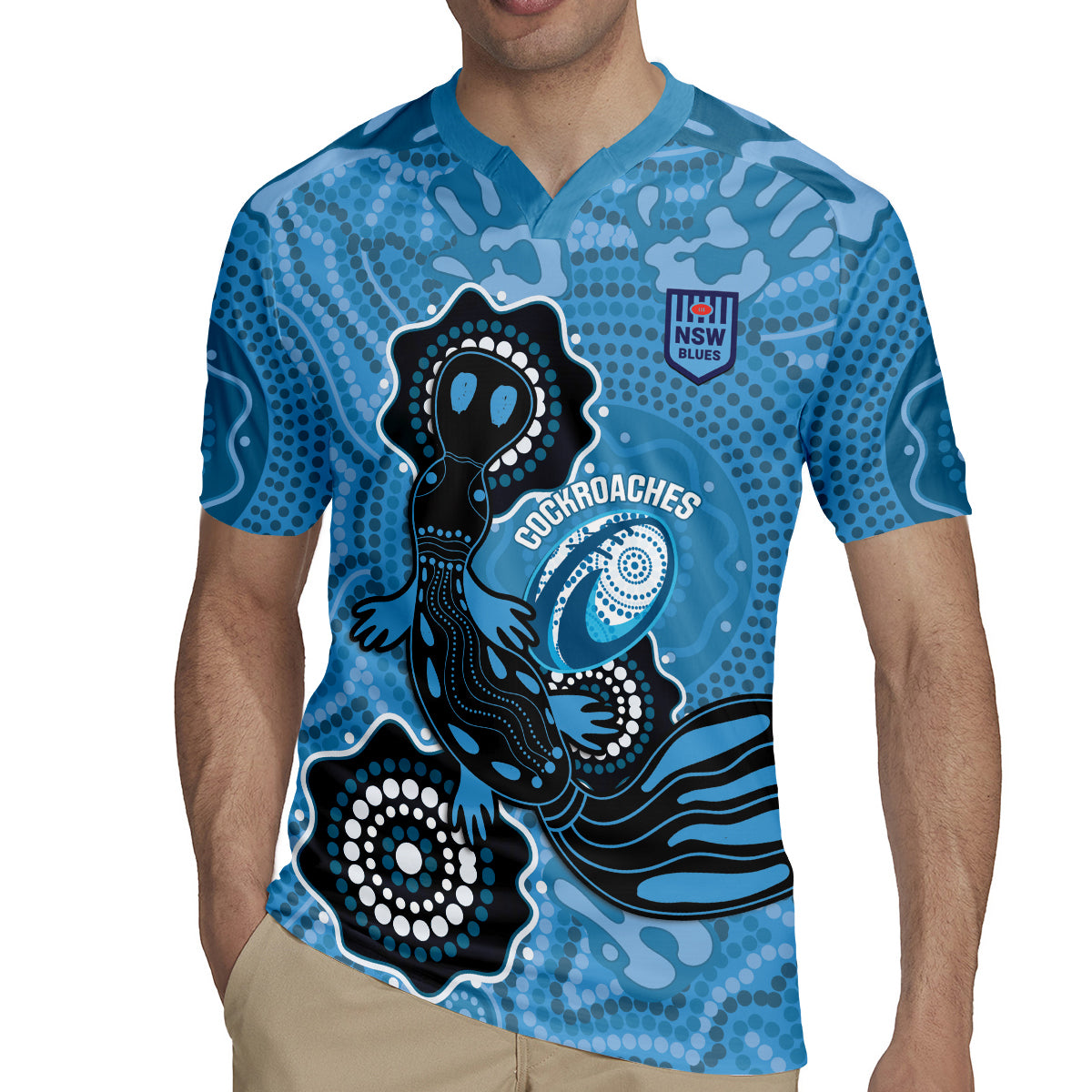 Custom NSW Blues Rugby Rugby Jersey 2024 Platypus Mix Aboriginal Art