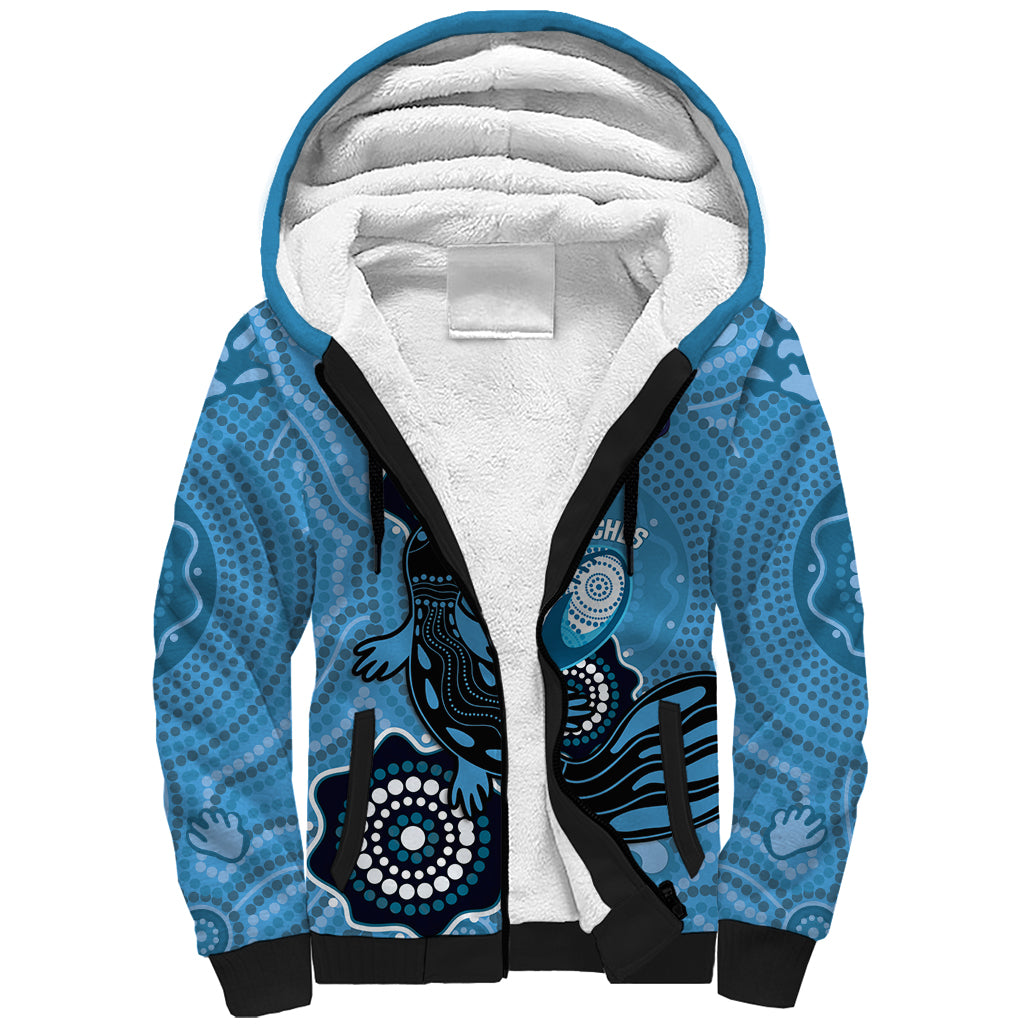 Custom NSW Blues Rugby Sherpa Hoodie 2024 Platypus Mix Aboriginal Art