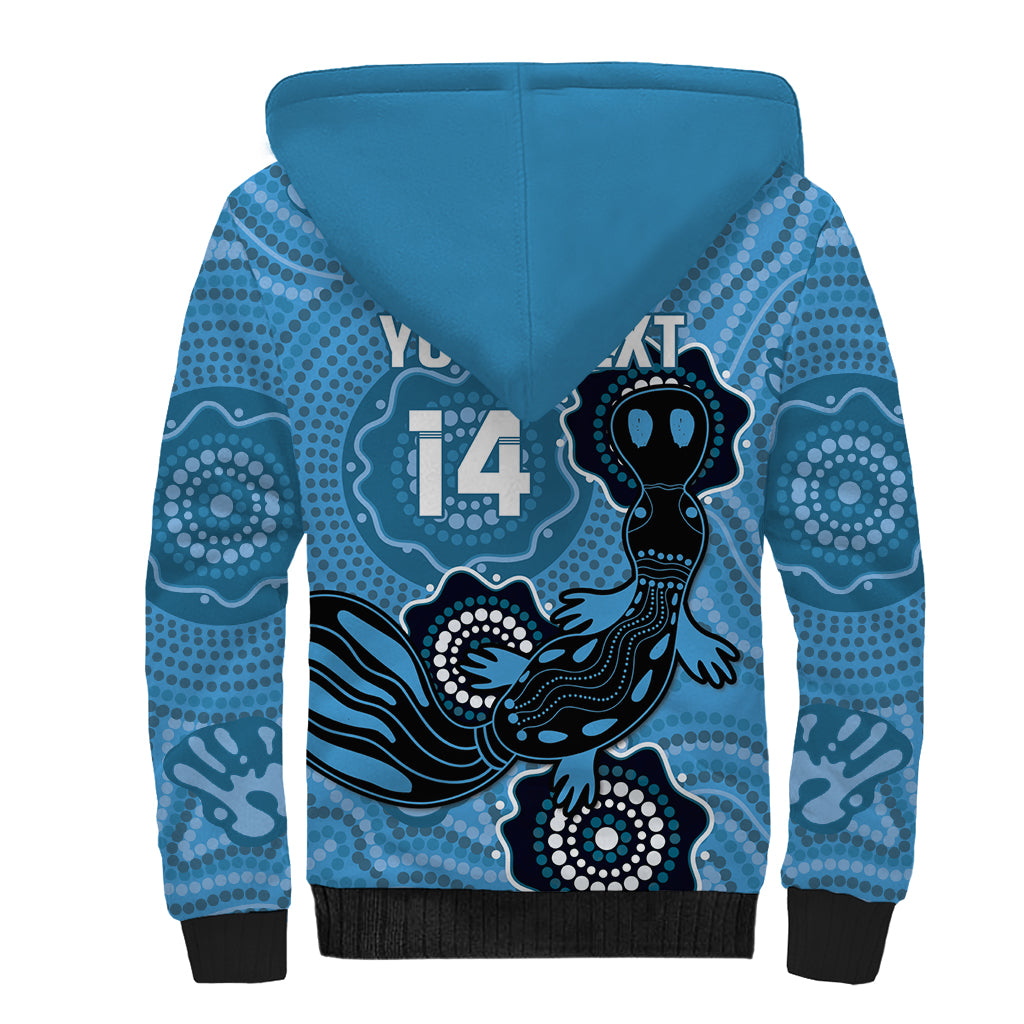 Custom NSW Blues Rugby Sherpa Hoodie 2024 Platypus Mix Aboriginal Art
