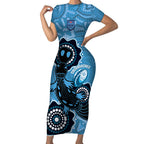 Custom NSW Blues Rugby Short Sleeve Bodycon Dress 2024 Platypus Mix Aboriginal Art