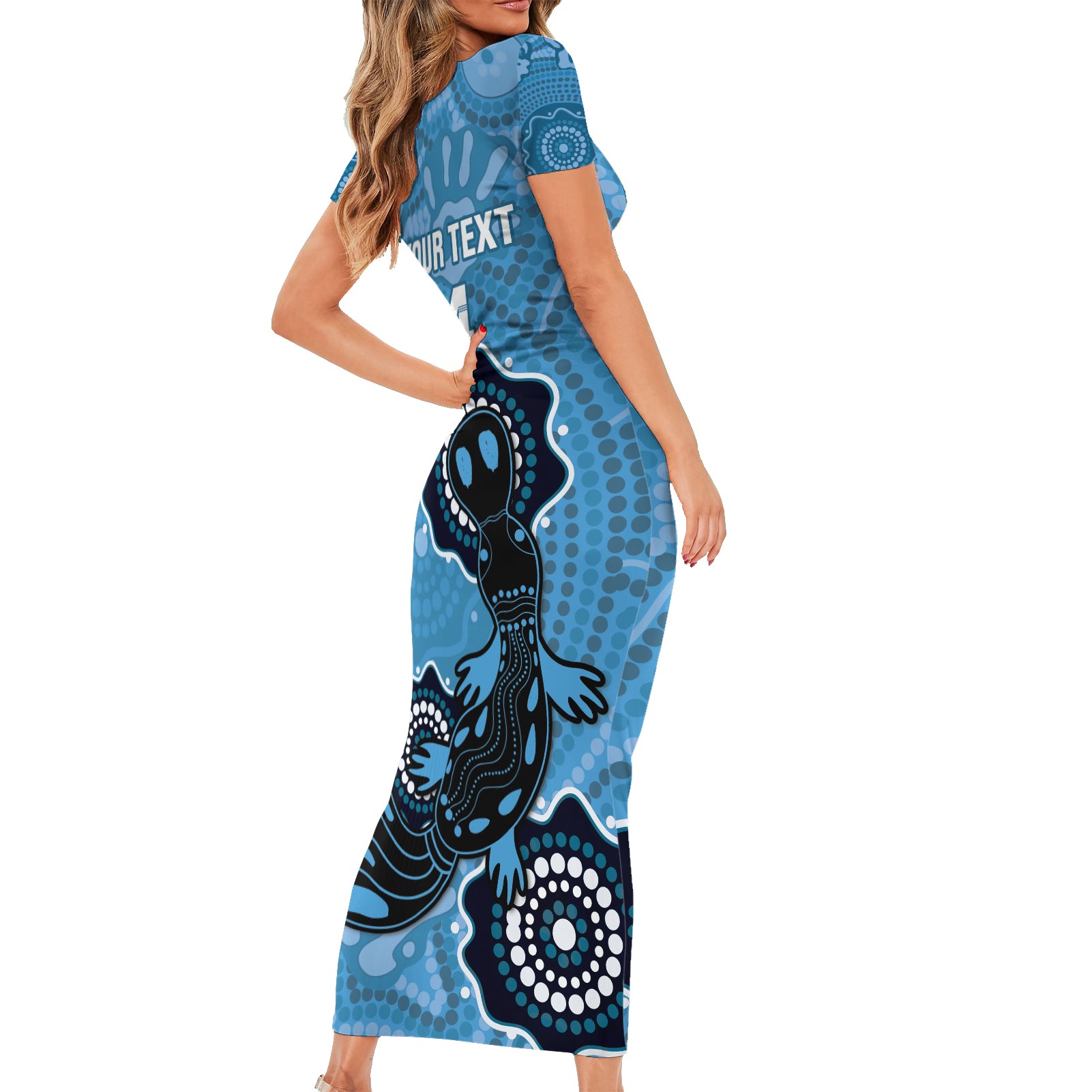 Custom NSW Blues Rugby Short Sleeve Bodycon Dress 2024 Platypus Mix Aboriginal Art