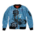 Custom NSW Blues Rugby Sleeve Zip Bomber Jacket 2024 Platypus Mix Aboriginal Art
