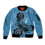 Custom NSW Blues Rugby Sleeve Zip Bomber Jacket 2024 Platypus Mix Aboriginal Art