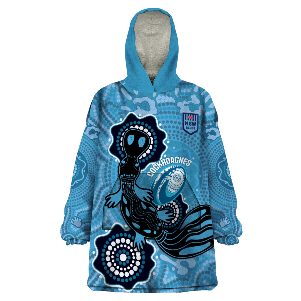 Custom NSW Blues Rugby Wearable Blanket Hoodie 2024 Platypus Mix Aboriginal Art