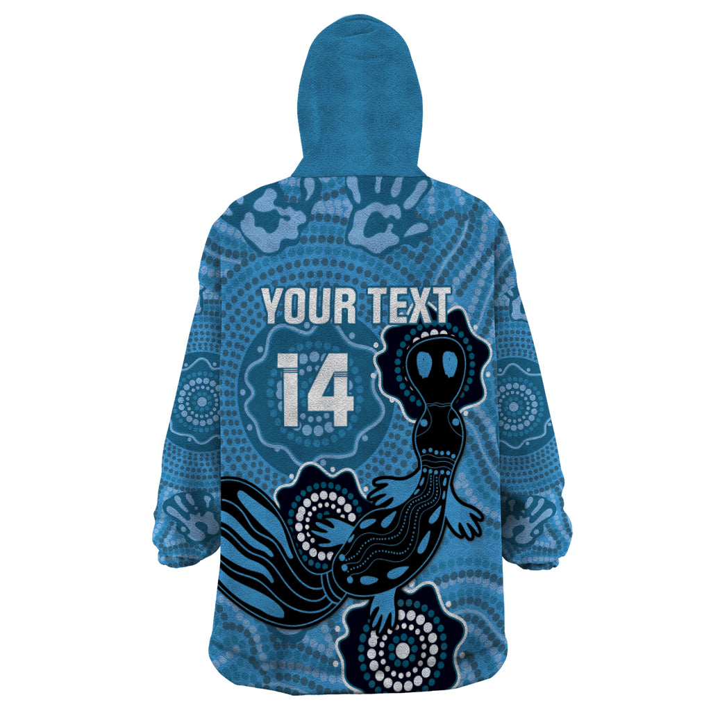 Custom NSW Blues Rugby Wearable Blanket Hoodie 2024 Platypus Mix Aboriginal Art