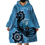 Custom NSW Blues Rugby Wearable Blanket Hoodie 2024 Platypus Mix Aboriginal Art