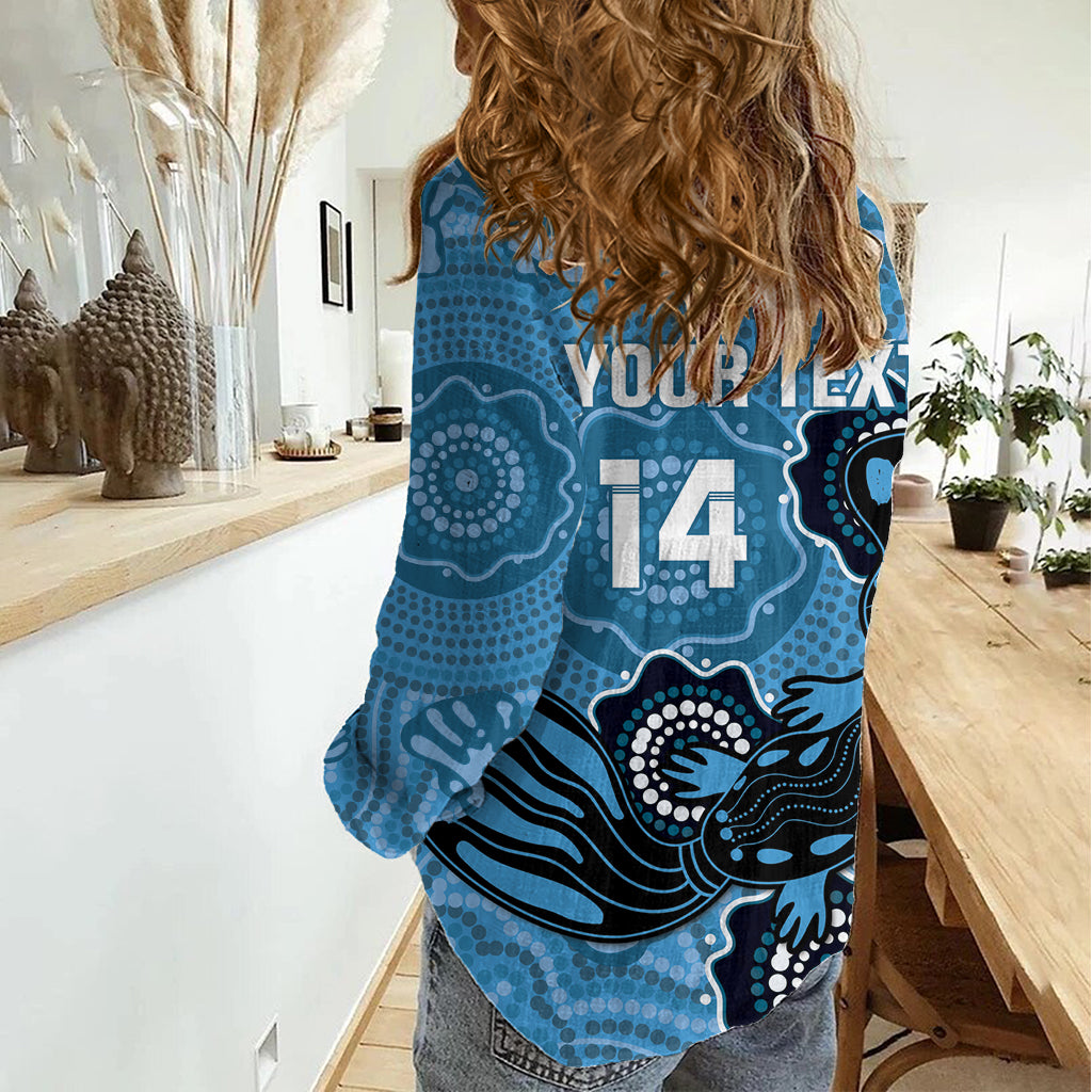 Custom NSW Blues Rugby Women Casual Shirt 2024 Platypus Mix Aboriginal Art