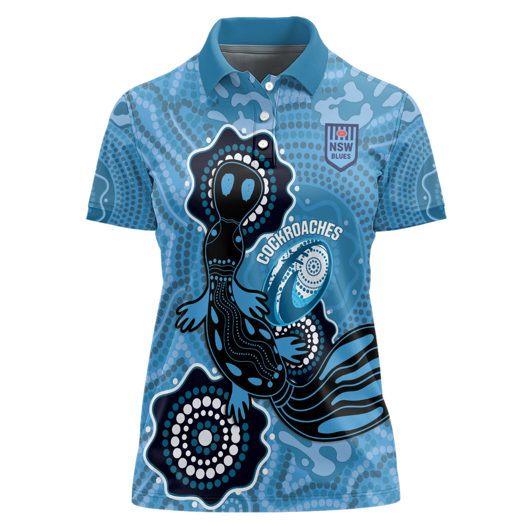 Custom NSW Blues Rugby Women Polo Shirt 2024 Platypus Mix Aboriginal Art