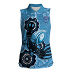 Custom NSW Blues Rugby Women Sleeveless Polo Shirt 2024 Platypus Mix Aboriginal Art