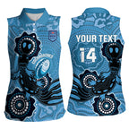 Custom NSW Blues Rugby Women Sleeveless Polo Shirt 2024 Platypus Mix Aboriginal Art