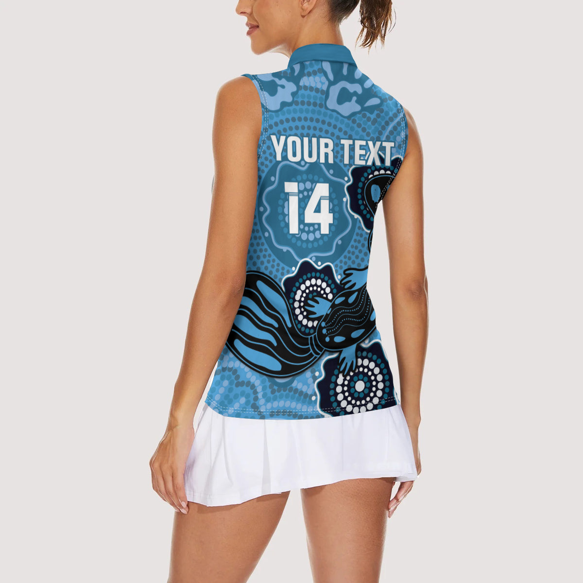 Custom NSW Blues Rugby Women Sleeveless Polo Shirt 2024 Platypus Mix Aboriginal Art